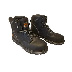 Timberland PRO A8201 Black Leather Work Boots Men's Size 9 EU 42 ReBOTL